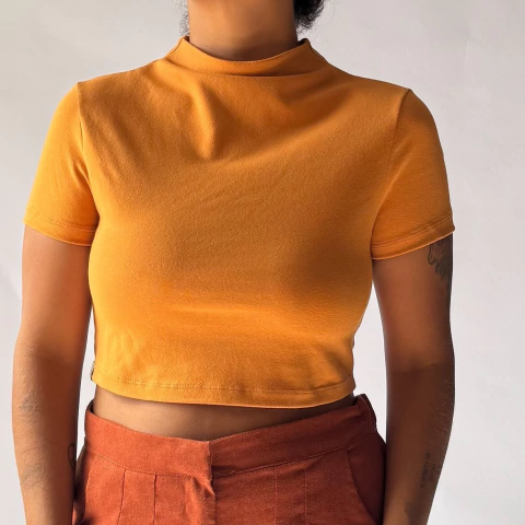 cropped mostarda manga curta / Lasta / cotton - comprar online