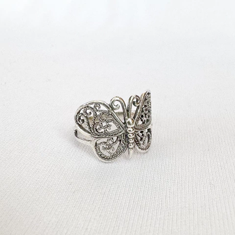 anel prata bali borboleta baixa vazada / tamanho 20 - comprar online