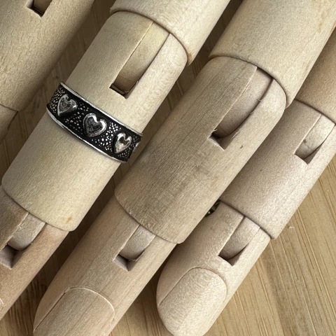 anel prata bali 4 coracão falange 1,5 cm / regulável - comprar online