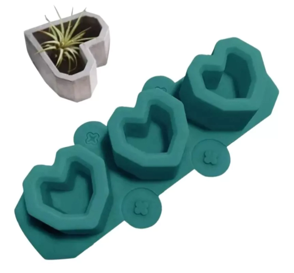 Molde de silicona Corazón para macetas x 3