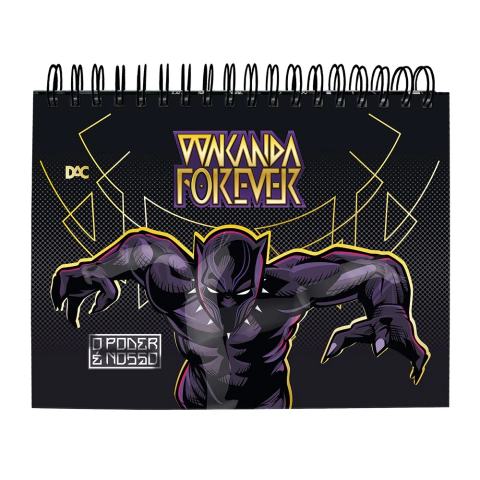 Caderno Smart Horizontal DAC Pantera Negra Marvel | Tamanho Universitário