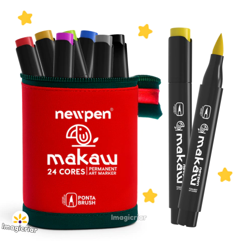 Marcadores Makaw Ponta Brush NewPen - 24 Cores