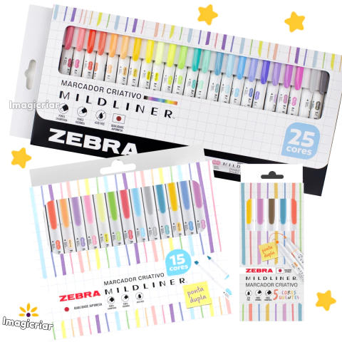 Marca Texto Mildliner Zebra 2 Pontas - 5, 15 ou 25 Cores - comprar online