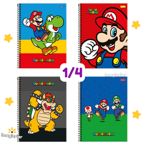 Caderno 1/4 Super Mario Foroni