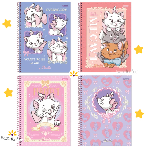 Caderno Universitário Marie Aristogatas Disney Foroni - 1 ou 10 Matérias - comprar online