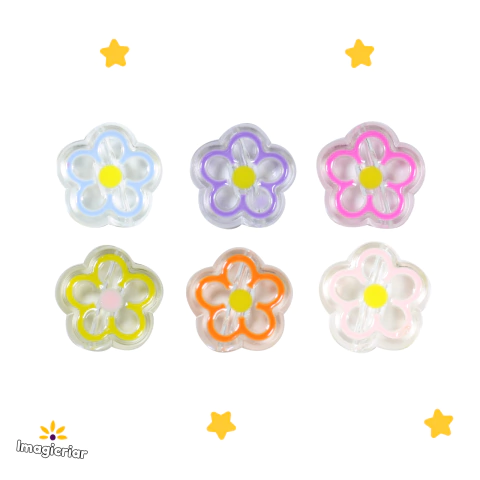 Pingente Charm Flor Transparente para Caderno de Disco Pop Disc