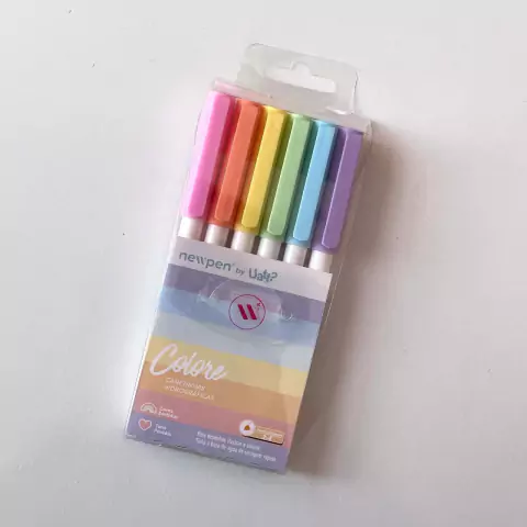 Canetinhas Hidrográficas Colore Pastel Uatt - Kit com 6 Cores