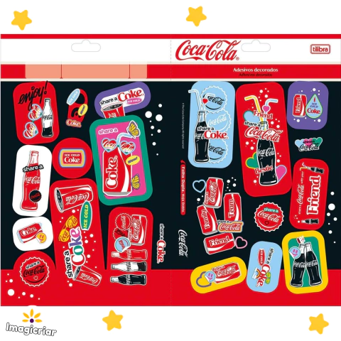 Cartela de Adesivos Coca-Cola Tilibra | Tamanho G