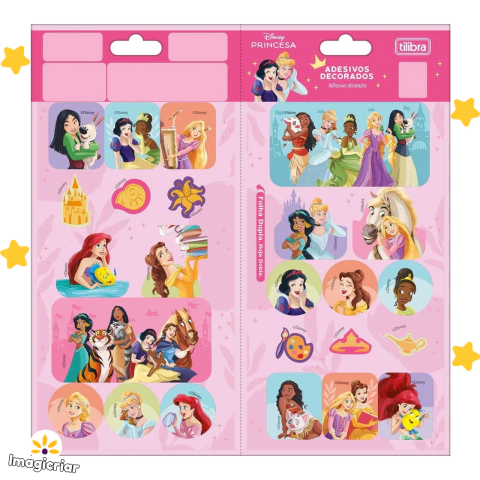 Cartela de Adesivos Princesas Disney Tilibra