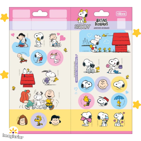 Cartela de Adesivos Snoopy Tilibra