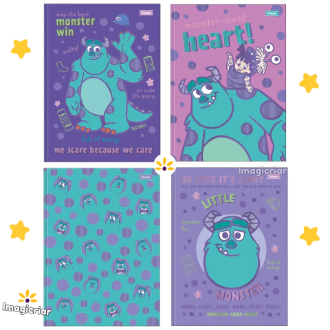 Caderno Brochura Colegial Sulley Monstros S.A. Pixar Foroni - 80 ou 160 Folhas Especiais