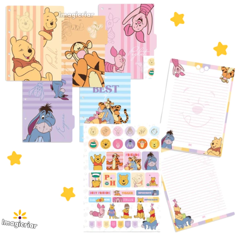 Conjunto de Acessórios Ursinho Pooh para Fichário DAC | Tamanho Universitário