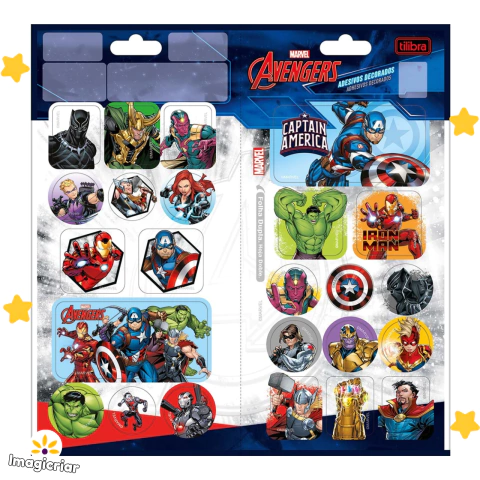 Cartela de Adesivos Avengers Tilibra