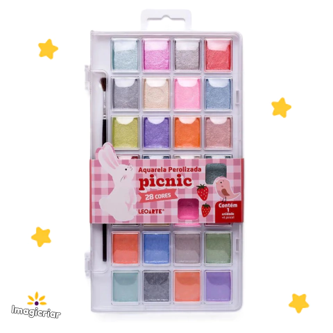 Aquarela Perolizada Picnic LeoArte – 28 Cores + Pincel