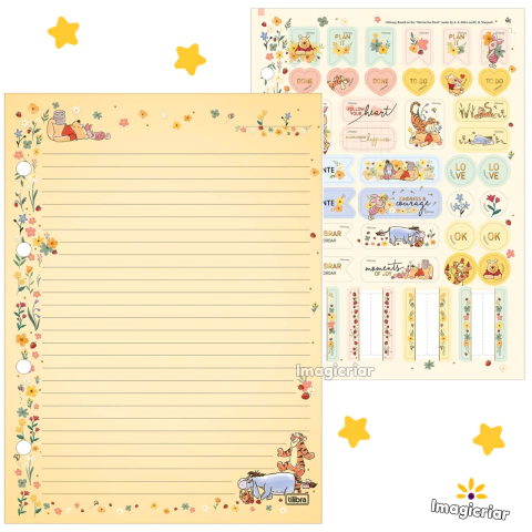 Refil Ursinho Pooh para Caderno Argolado Tiliflex Tilibra | Tamanho Colegial