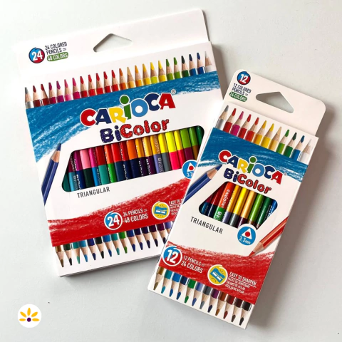 Lápis de Cor BiColor Carioca - 24 ou 48 Cores