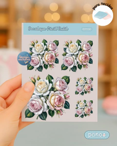 1410 - Decalque Fácil Têxtil - Rosas Brancas - comprar online