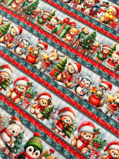 1782 - Tecido tricoline 100% algodão - Natal Pinguim 55cm x 1,50m