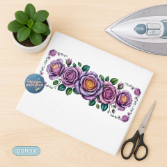 1395 - Decalque Fácil Barrado - Rosas Lilás & Orvalho - comprar online