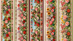 1820 - Tecido tricoline 100% algodão - 55cm x 1,50m - Flores Bordadas - comprar online