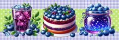 Recortes Sublimados para bate mão e pano de prato - Blueberry