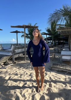VESTIDO BRISA - CURTO COM MANGA FLARE MARINHO - loja online