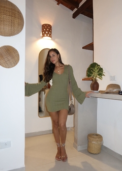 VESTIDO BRISA - CURTO COM MANGA FLARE VERDE - comprar online