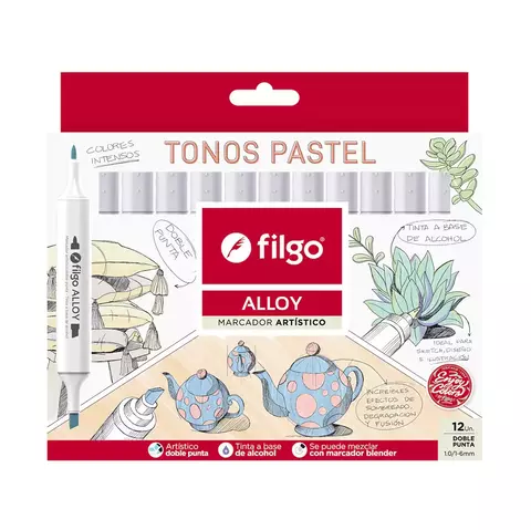 Marcadores Filgo Alloy Doble Punta Tonos Pastel x12