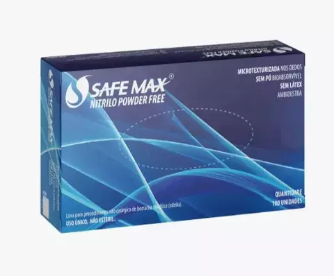 Luva Procedimento Nitrílica Azul Caixa c/100und. Safe Max - Tam G
