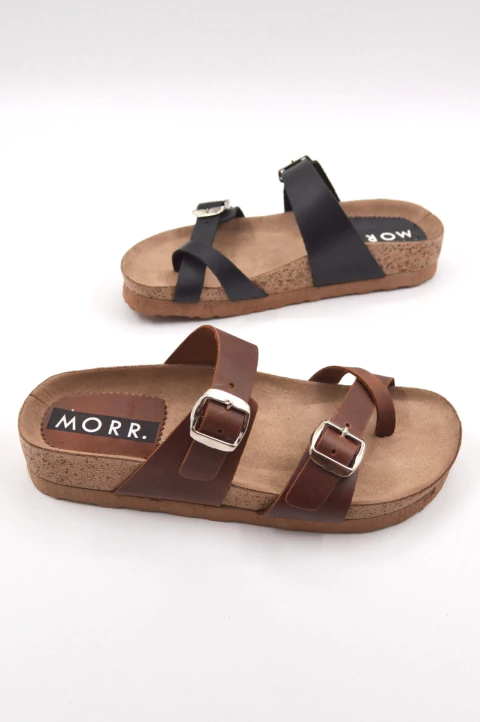 Sandalia cruzada con dos hebillas (1019NE) - comprar online