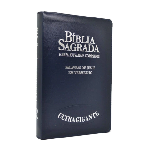 Bíblia Sagrada Letra Ultragigante Harpa Avivada E Corinhos Azul Com Ziper