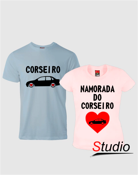 Camisetas Corseiro CL e Namorada do Corseiro CL - Cor Azul e Rosa