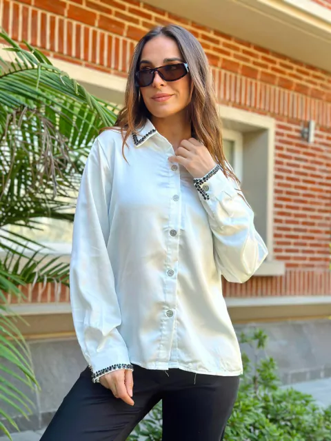 Camisa ENNIS satén strass (ru1770) - comprar online