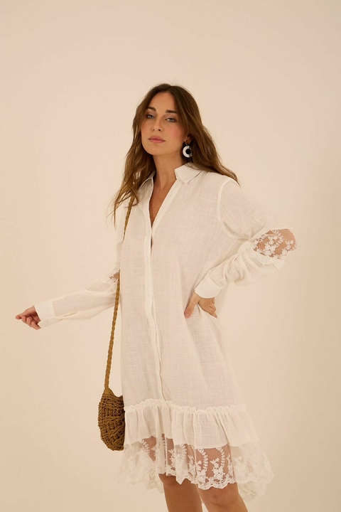 Vestido KIRKE lino con tull (ruk4004)