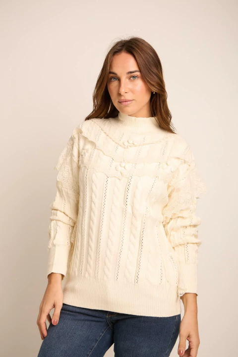 Sweater MAGALDI tejido c/puntilla y spandex(ru122268) - comprar online