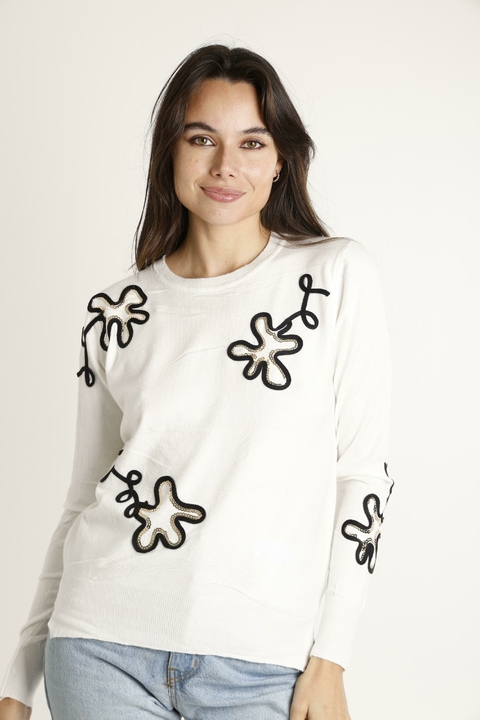 Sweater ANUKET Bremer bordado c/lentejuelas (rul682) - comprar online