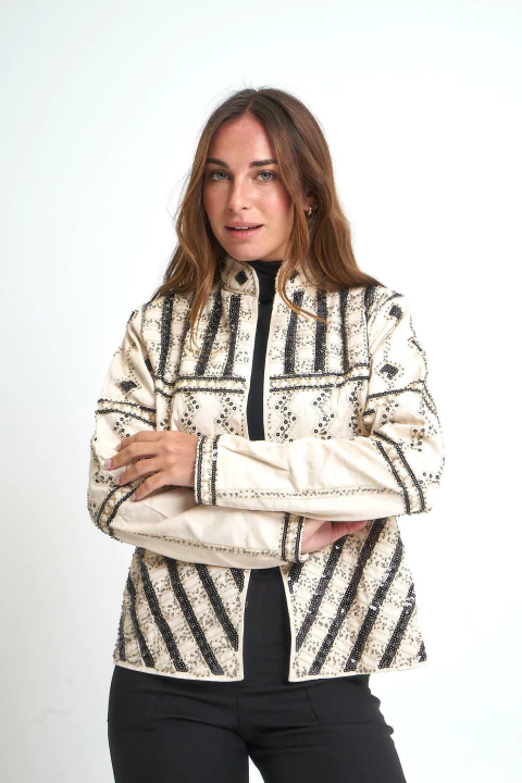 Chaqueta CHIANG gabardina c/lentejuelas (ruk301) - comprar online