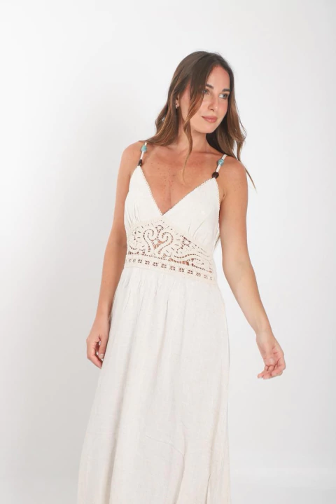 Vestido DIDIER lino c/crochet (ru0552) - comprar online