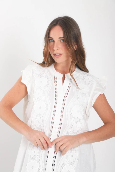 Blusa YACKES calada y gipiur (ru0546) - comprar online