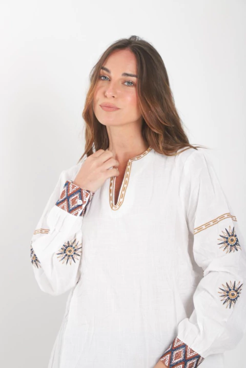 Blusa LOYCE lino c/bordado (ru0554) - comprar online