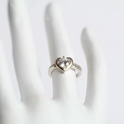 ANILLO DE PLATA RODINADO CORAZON ZIRCONIA Y MICROPAVE (AN10.8A)