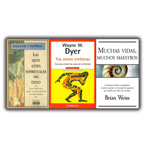 Pack Libros x3 - 7 Leyes Espirituales del Exito + Tus Zonas Erroneas + Muchas Vidas Muchos Maestros