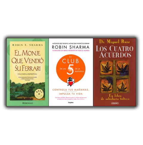 Pack Libros x3 - Monje Vendio Ferrrari + Club 5 AM + Cuatro Acuerdos