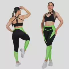 CONJUNTO MB LEGGING DE ALTA COMPRESSÃO PRETO DETALHE VERDE EXCLUSIVO