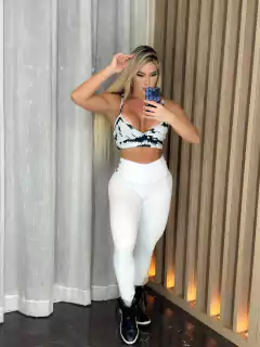 CONJUNTO LEGGING BRANCA TOP RAJADO EXCLUSIVO