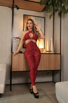MACACÃO ELEGANCE ARGOLA ONÇA RED EXCLUSIVO