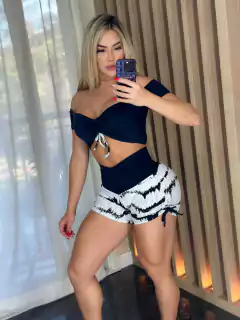 CONJUNTO SHORT RAJADO TOP PRETO EXCLUSIVO na internet