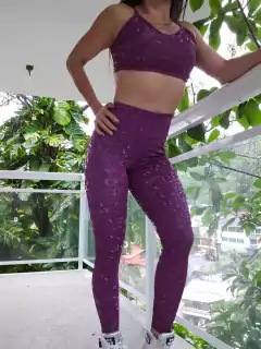 CONJUNTO CORINO ONÇA HOLOGRÁFICA ROXA EXCLUSIVO