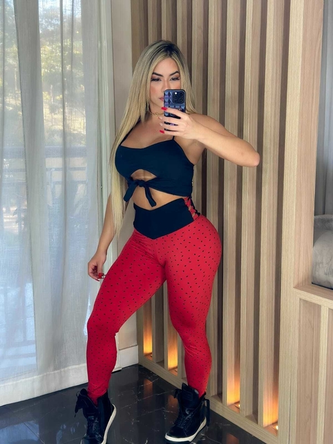 CONJUNTO LEGGING MELANCIA TOP ALCINHA NÓ ABAIXO DO SEIO PRETO