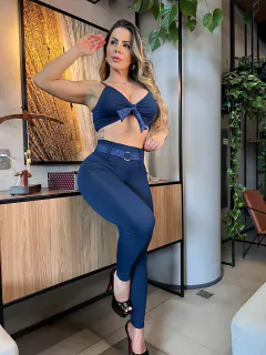 CONJUNTO LEGGING COM CINTO ELEGANCE AZUL MARINHO EMPINA BUMBUM EXCLUSIVO